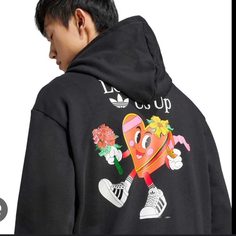 Adidas black graphic hoodie, size small